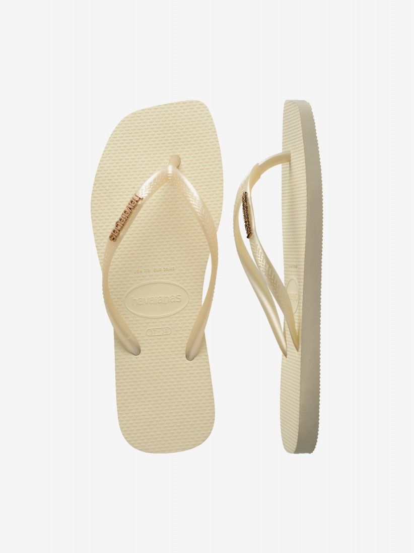 Havaianas Square Logo Metallic Beige Flip Flops Havaianas Square Logo Metallic Beige Flip Flops