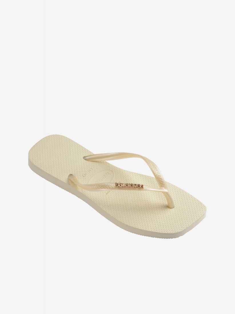 Havaianas Square Logo Metallic Beige Flip Flops Havaianas Square Logo Metallic Beige Flip Flops
