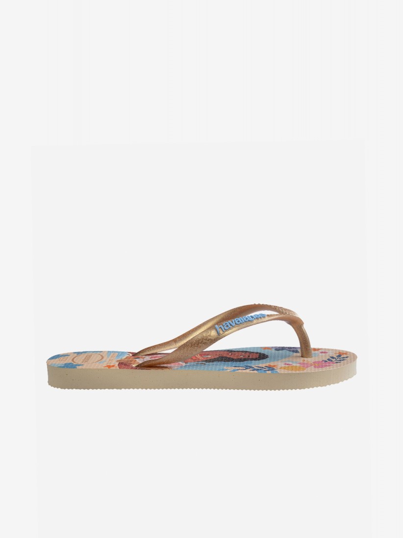 Chinelos Havaianas Slim Princess Kids Bege Chinelos Havaianas Slim Princess Kids Bege