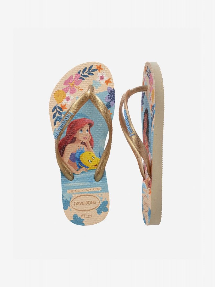 Chinelos Havaianas Slim Princess Kids Bege Chinelos Havaianas Slim Princess Kids Bege