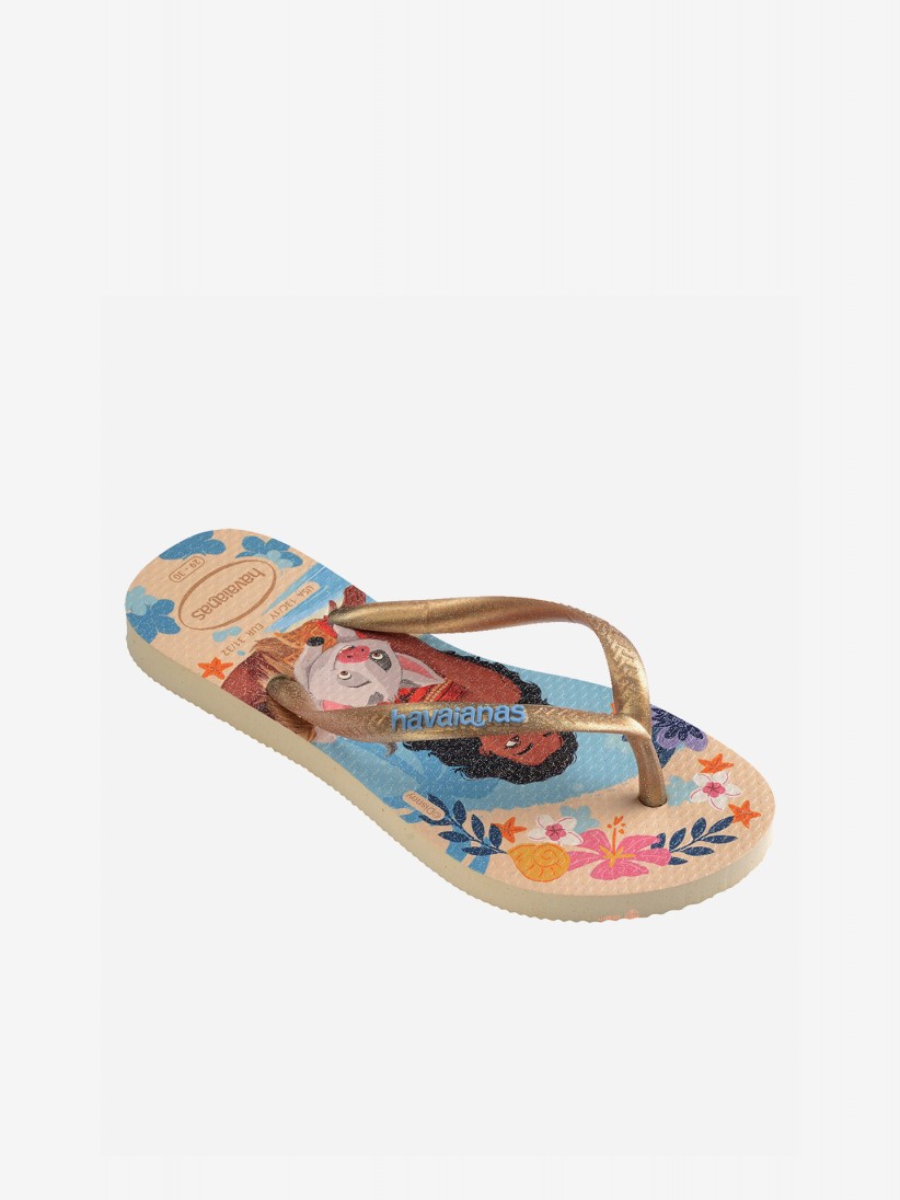 Chinelos Havaianas Slim Princess Kids Bege Chinelos Havaianas Slim Princess Kids Bege