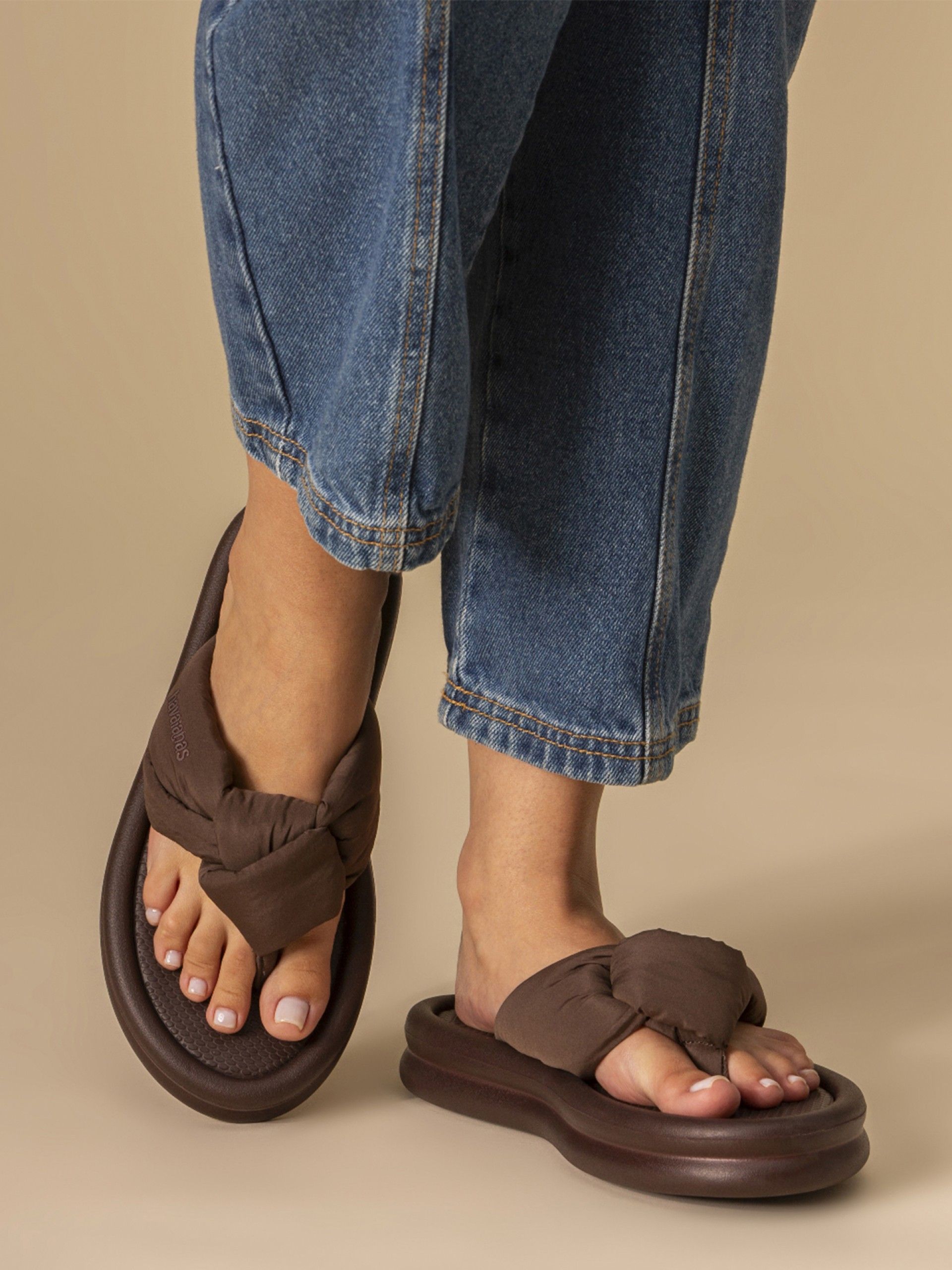 Chinelos De Plataforma Havaianas Over Puffed Up Castanhos Para Mulher