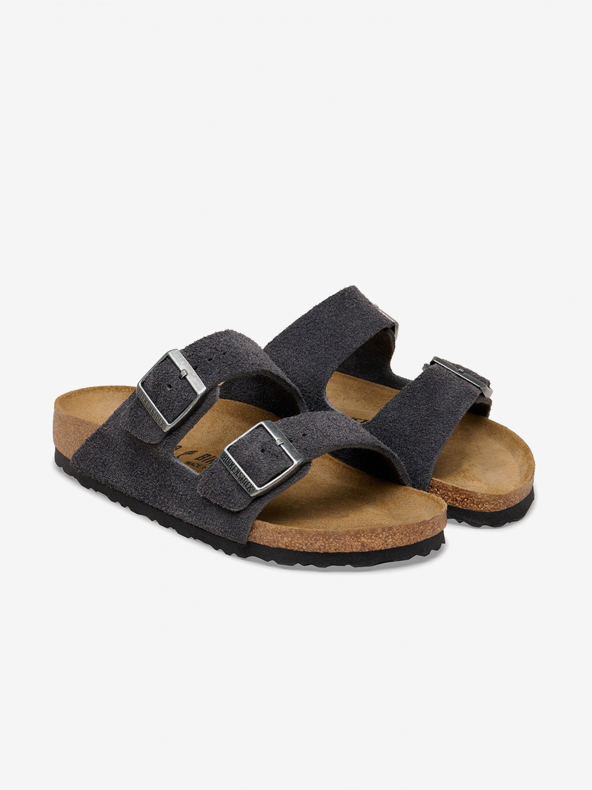 Chinelos Birkenstock Arizona Couro em Camurça cinzentos