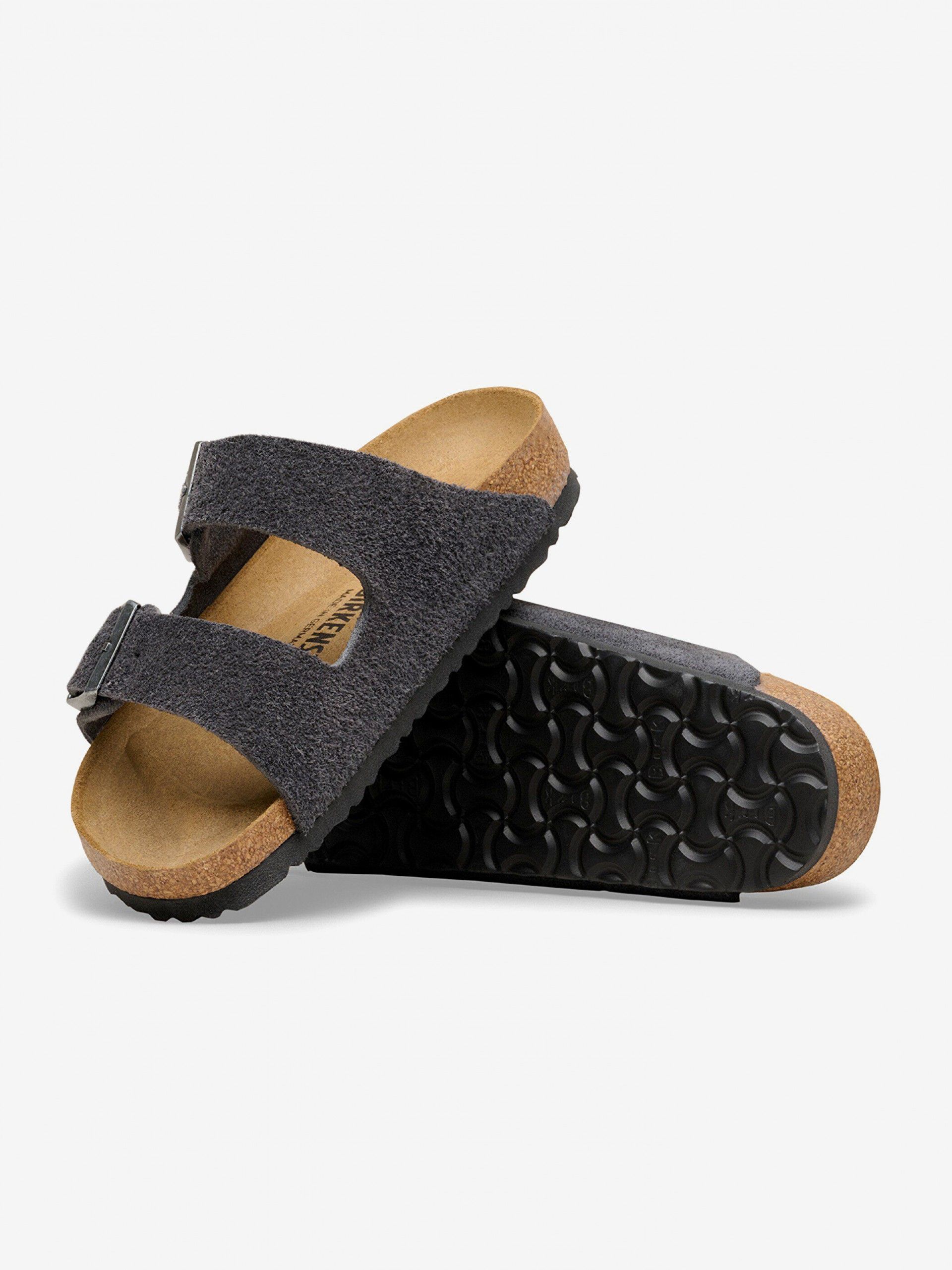 Chinelos Birkenstock Arizona Couro em Camurça cinzentos