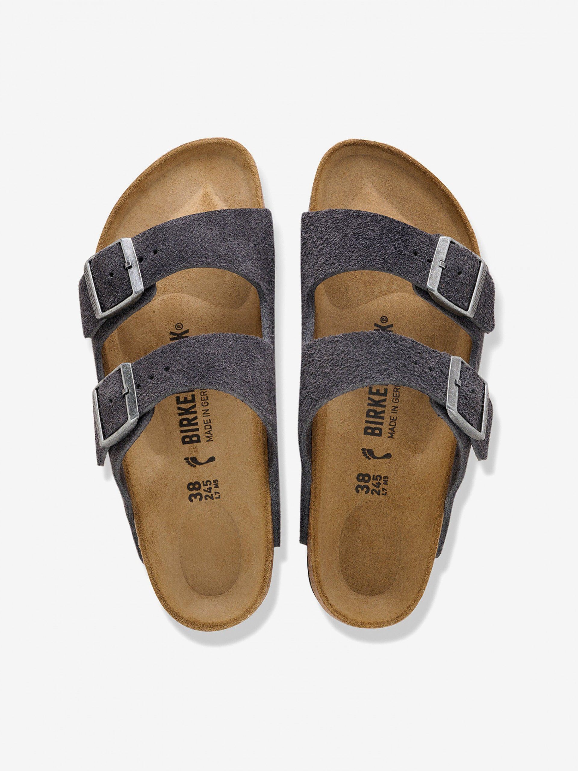 Birkenstock Arizona Suede Leather Grey Slides