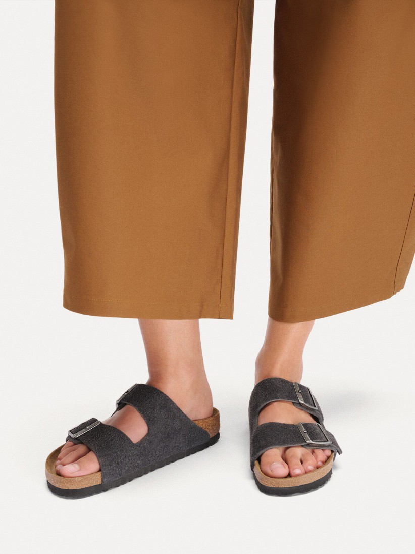 Chinelos Birkenstock Arizona Couro em Camur�a cinzentos
