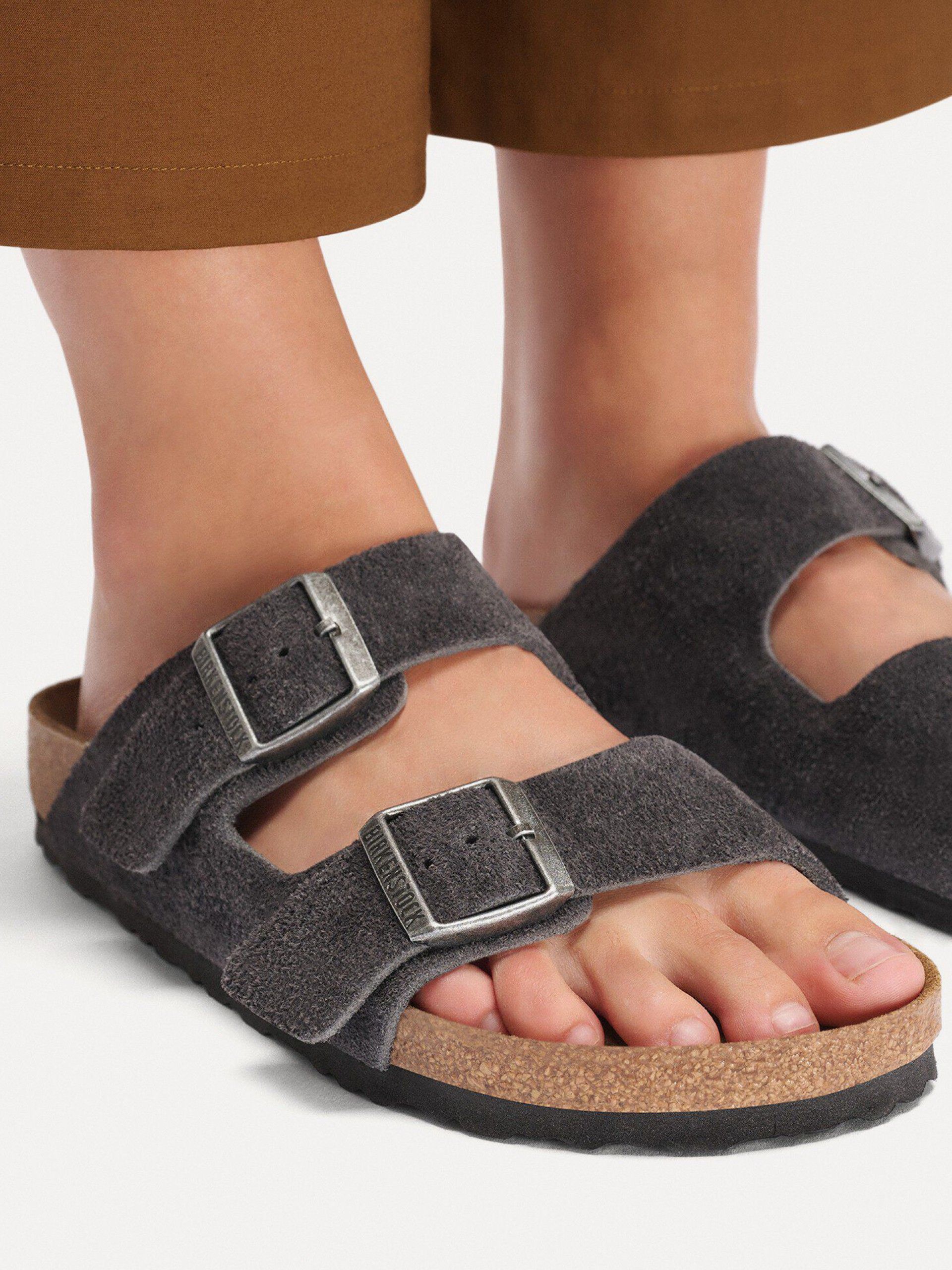 Birkenstock Arizona Suede Grey Slides