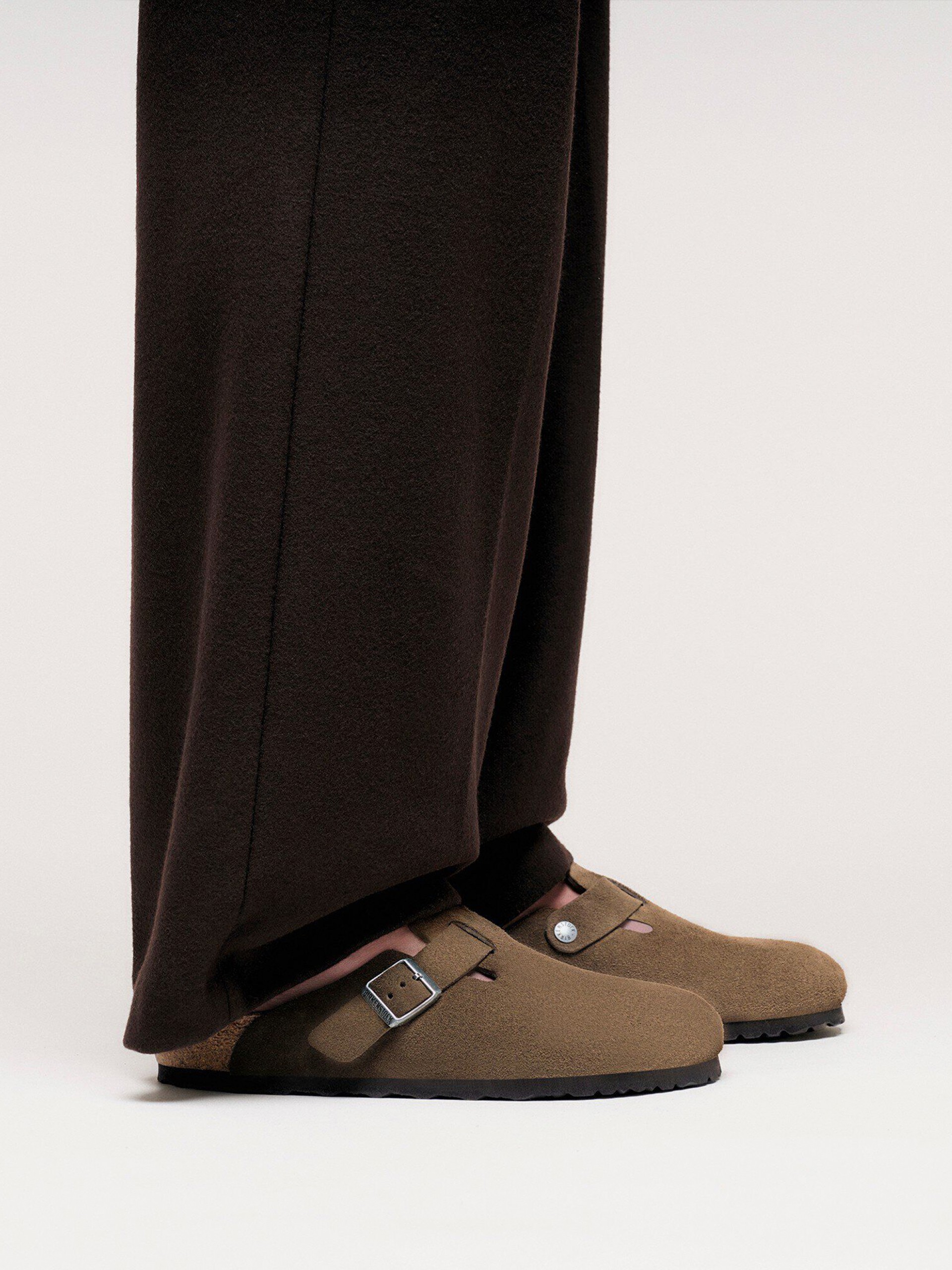 Chanclas Birkenstock Boston Soft Footbed Gamuza Marrones
