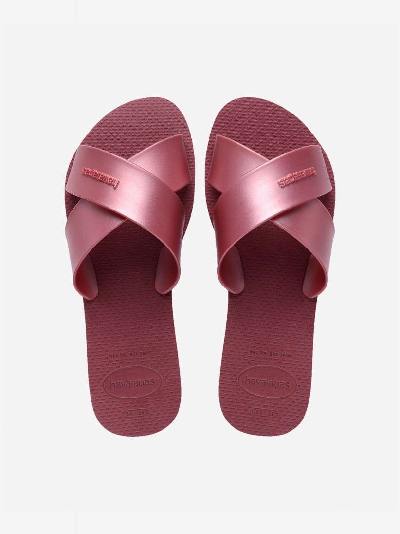 Havaianas Aqua Metallic Burgundy Slides