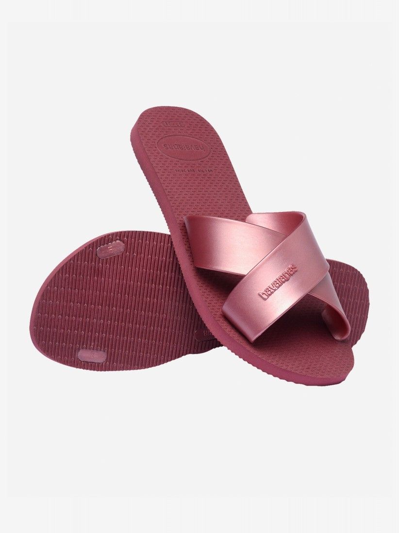 Havaianas Aqua Metallic Burgundy Slides