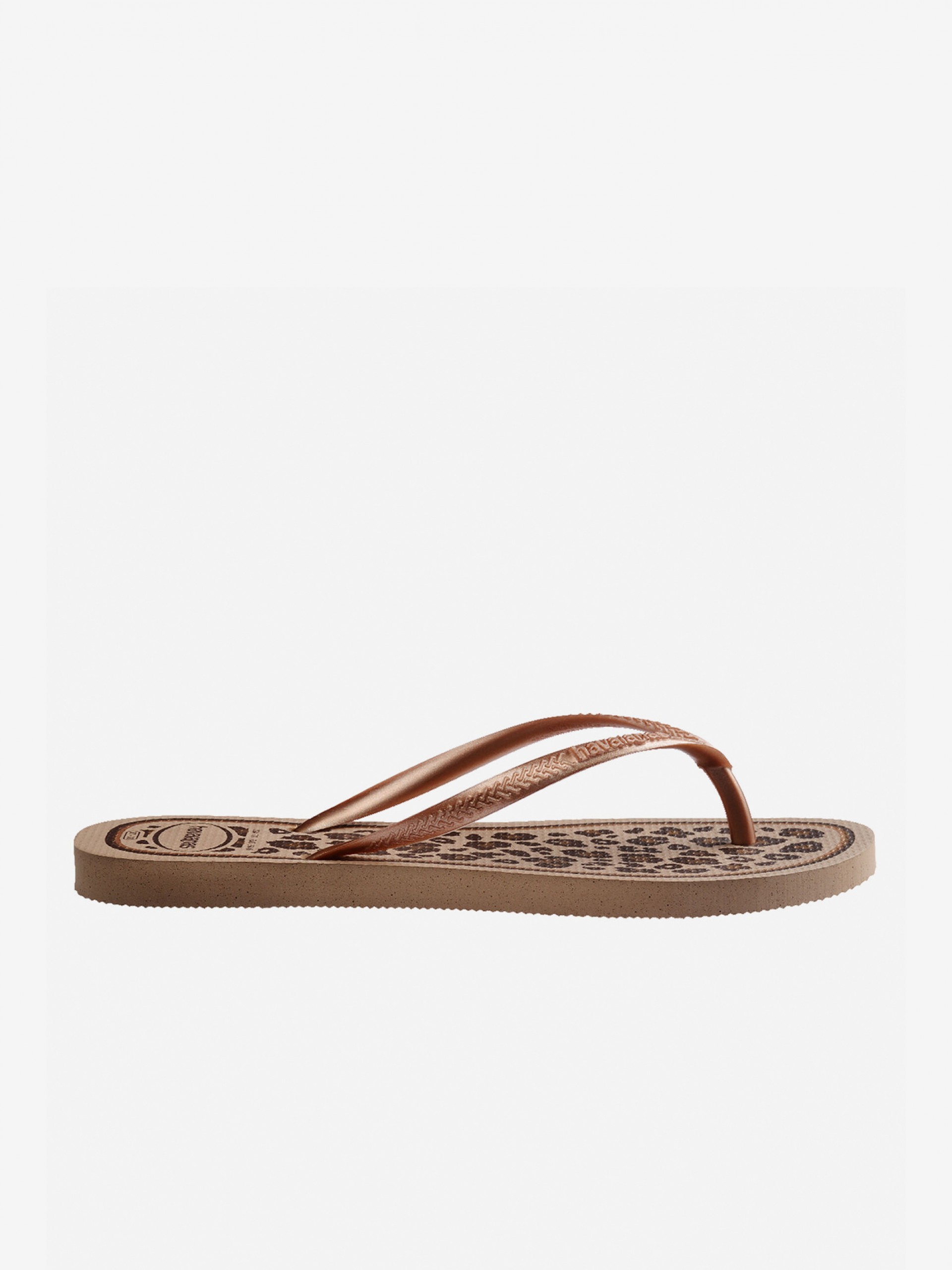Chinelos Havaianas Slim Animals Print Leopardo Castanhos e Dourados