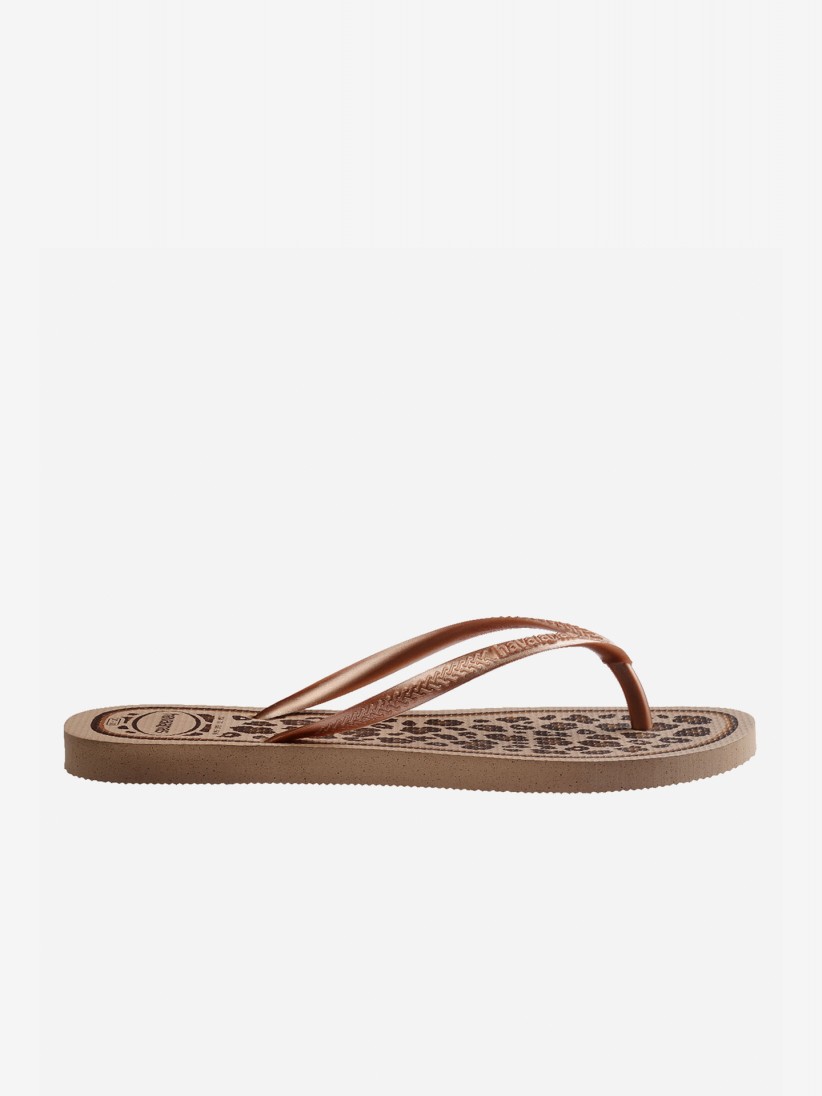 Chinelos Havaianas Slim Animals Print Leopardo Castanhos e Dourados Chinelos Havaianas Slim Animals Print Leopardo Castanhos e Dourados