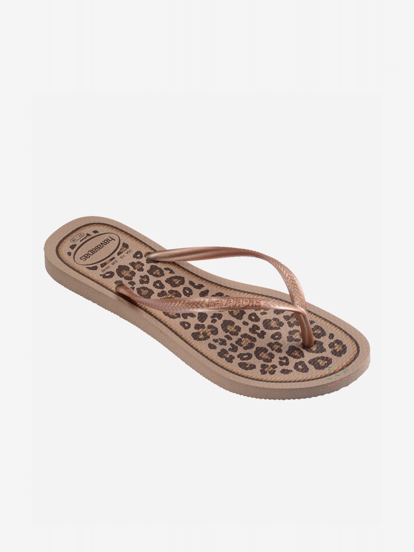 Chinelos Havaianas Slim Animals Print Leopardo Castanhos e Dourados Chinelos Havaianas Slim Animals Print Leopardo Castanhos e Dourados