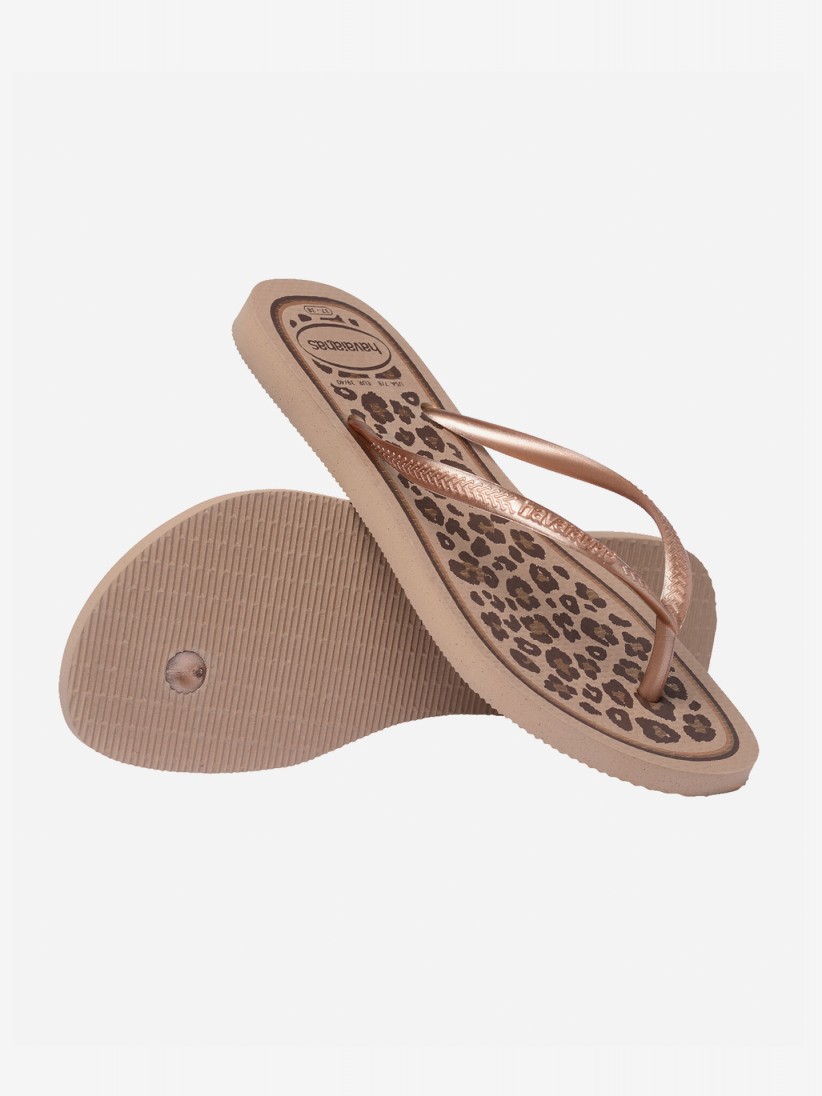 Chinelos Havaianas Slim Animals Print Leopardo Castanhos e Dourados Chinelos Havaianas Slim Animals Print Leopardo Castanhos e Dourados