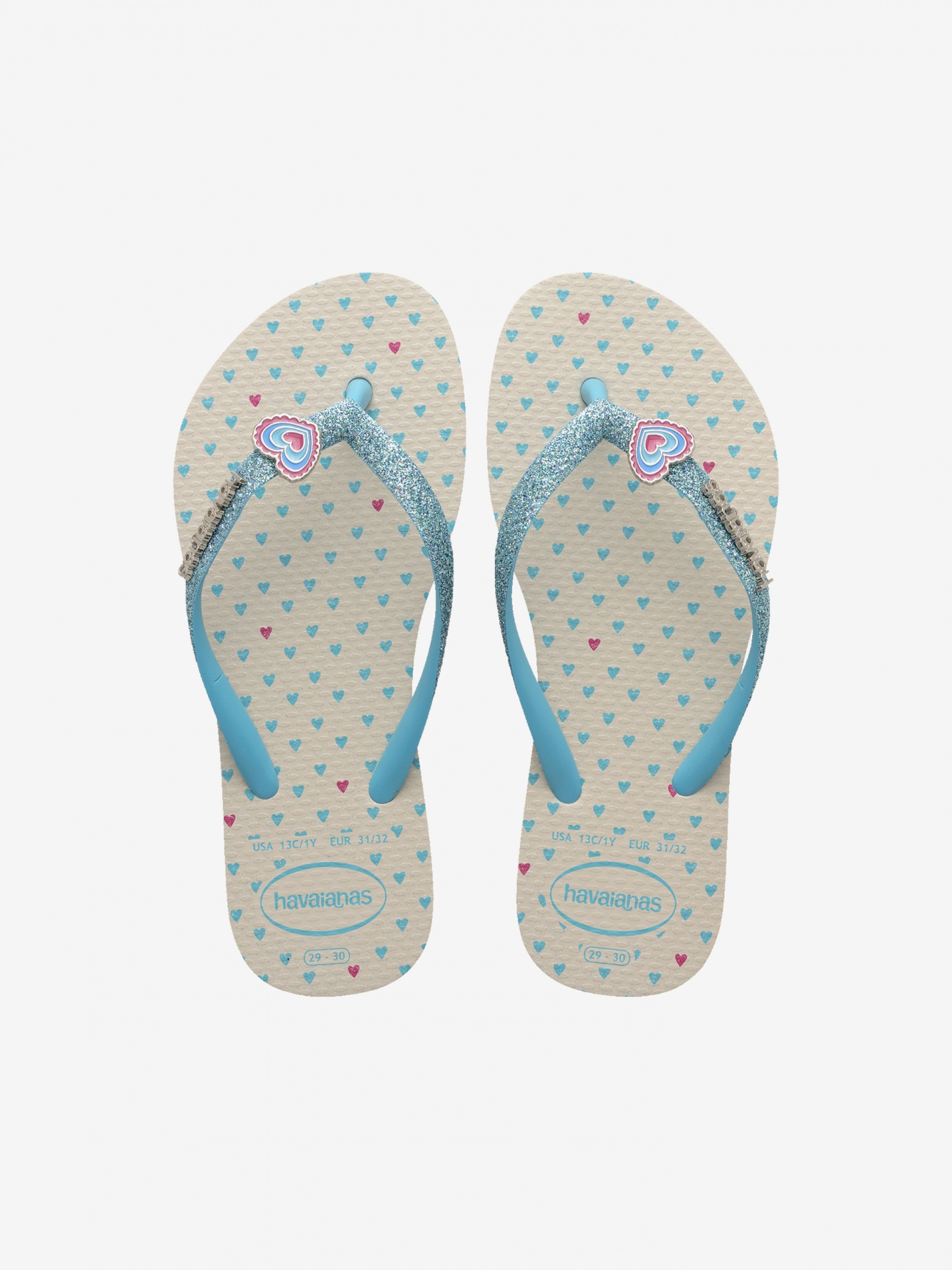 Chanclas Havaianas Slim Glitter II Kids azul y beige