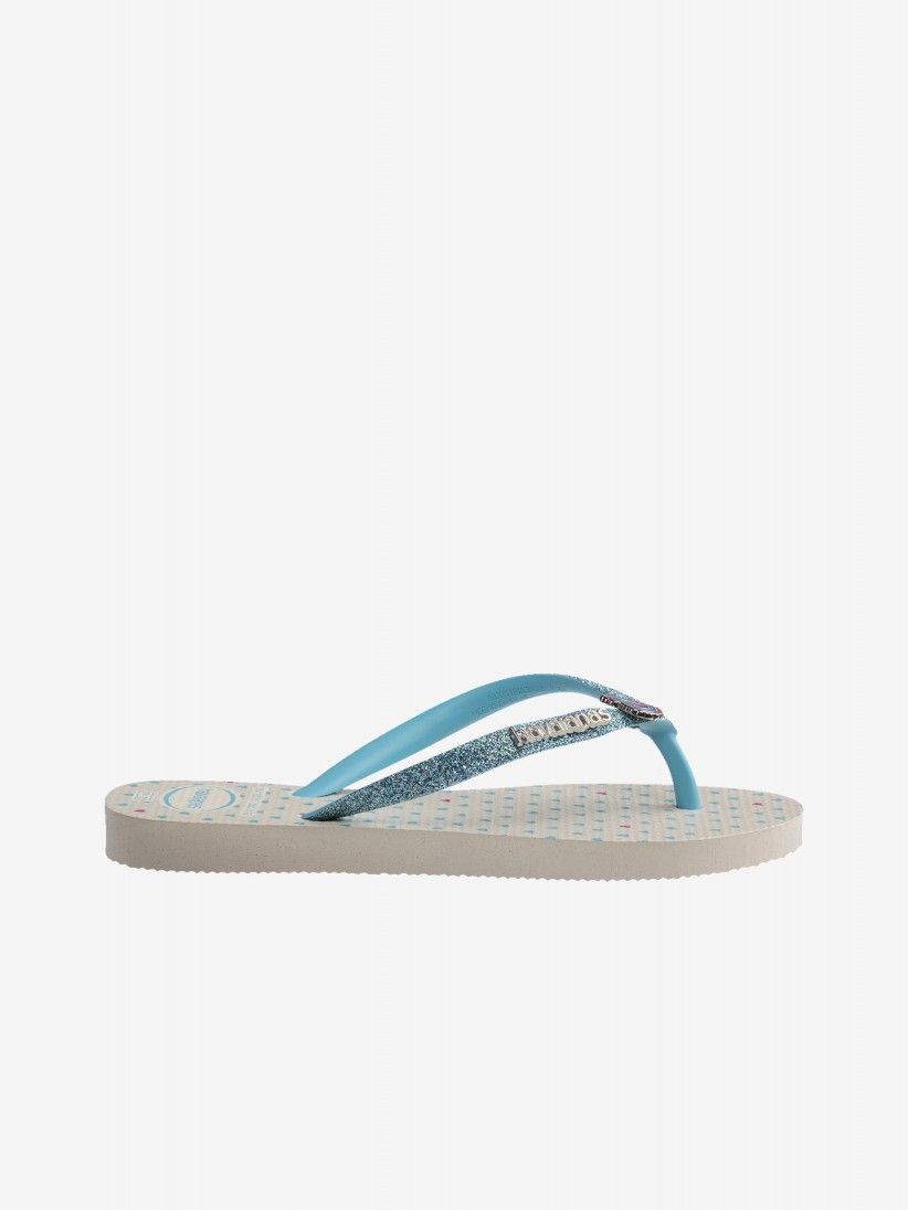 Havaianas Slim Glitter II Kids Blue and Beige Flip Flops Havaianas Slim Glitter II Kids Blue and Beige Flip Flops