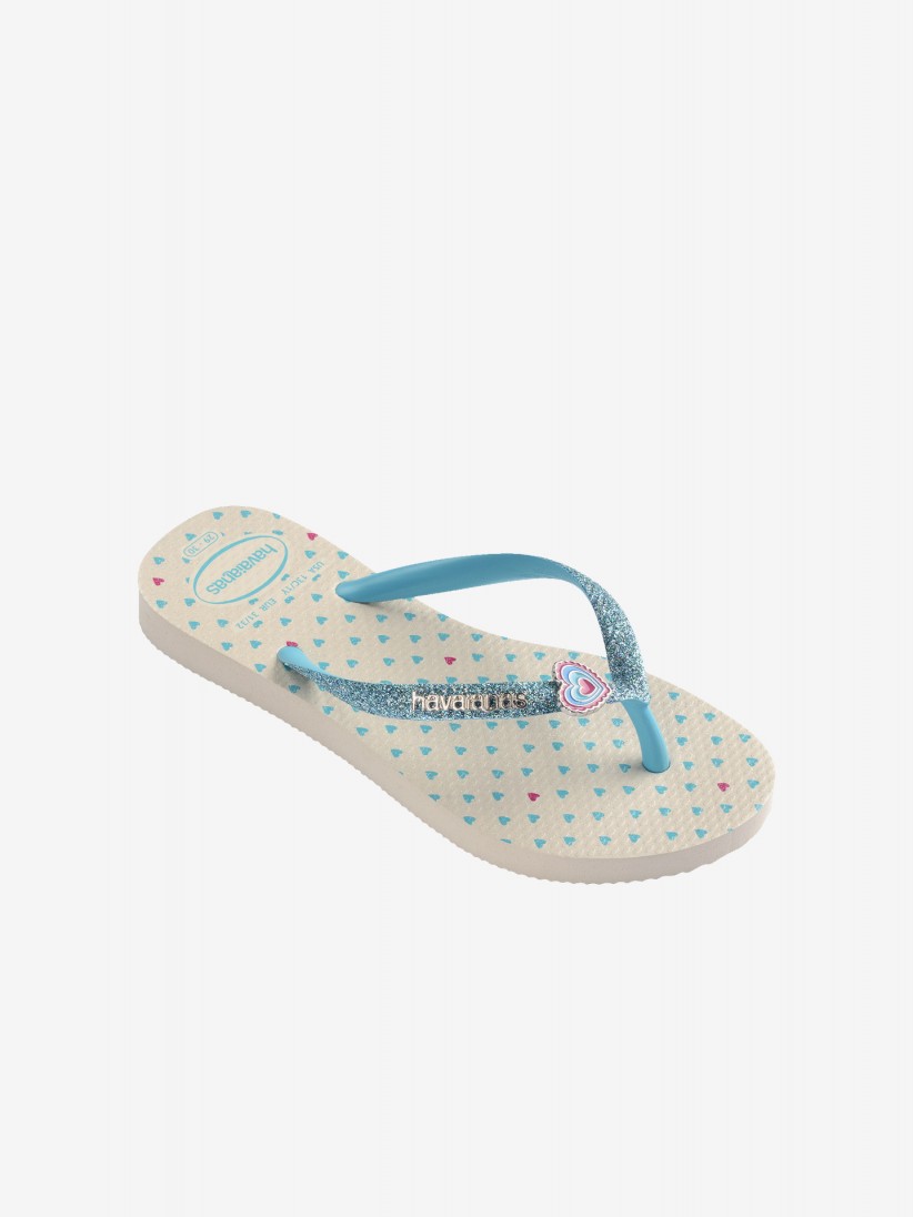 Havaianas Slim Glitter II Kids Blue and Beige Flip Flops Havaianas Slim Glitter II Kids Blue and Beige Flip Flops