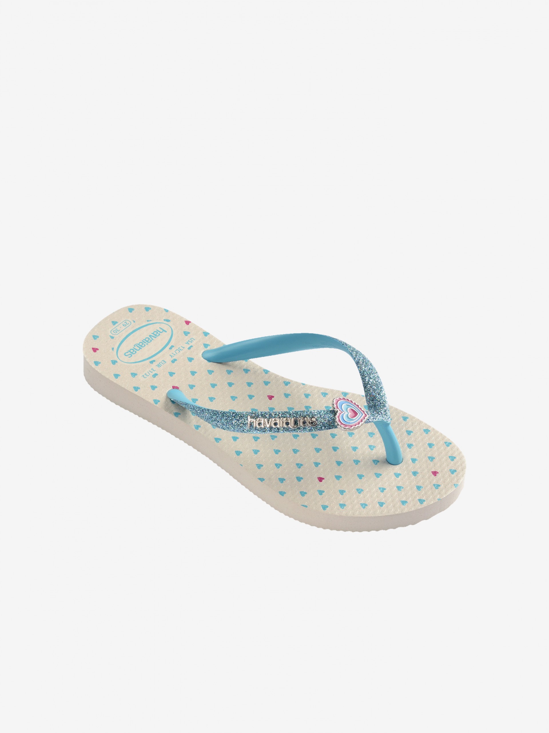 Havaianas Slim Glitter II Kids Blue and Beige Flip Flops