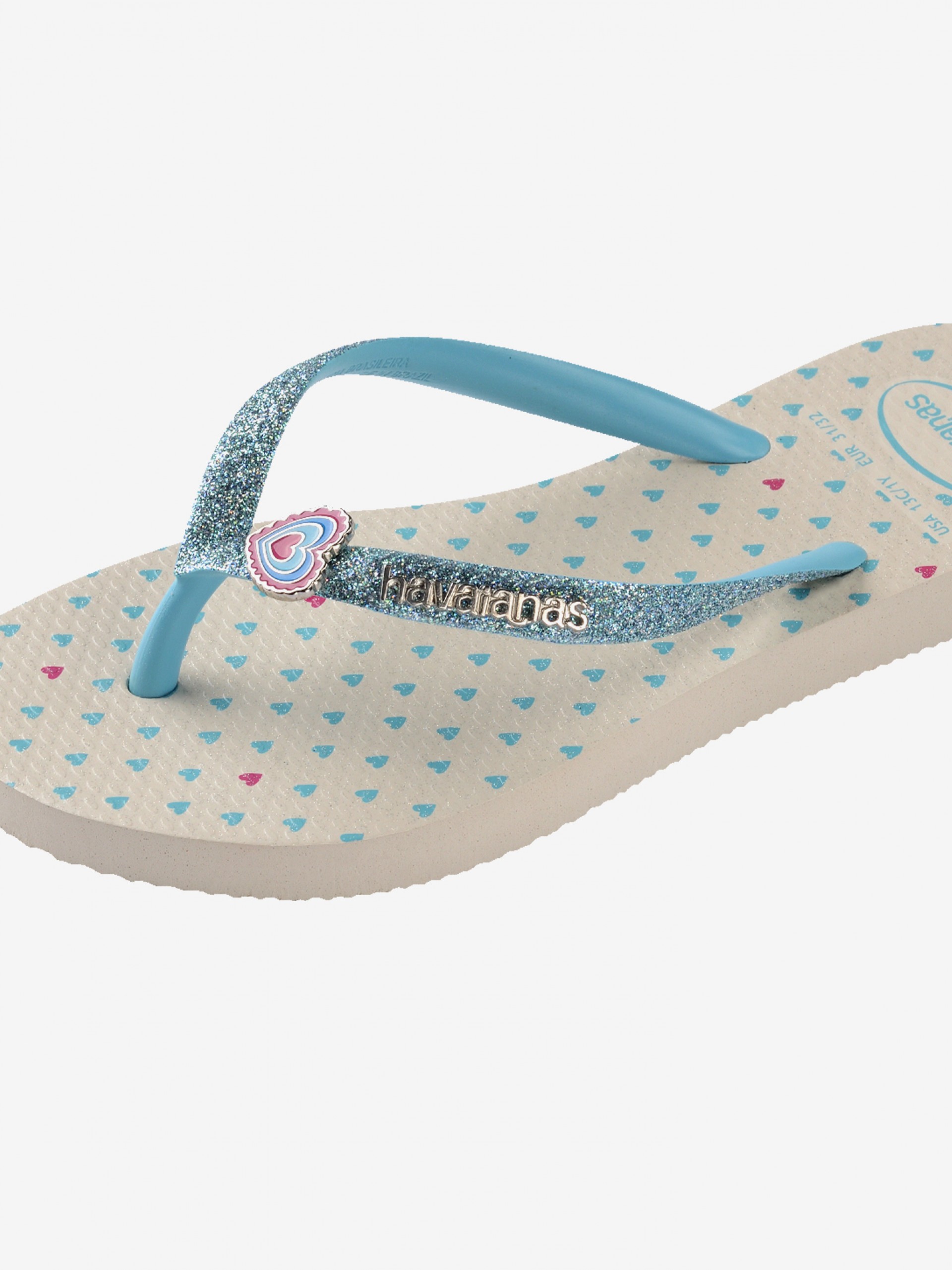 Havaianas Slim Glitter II Kids Blue and Beige Flip Flops