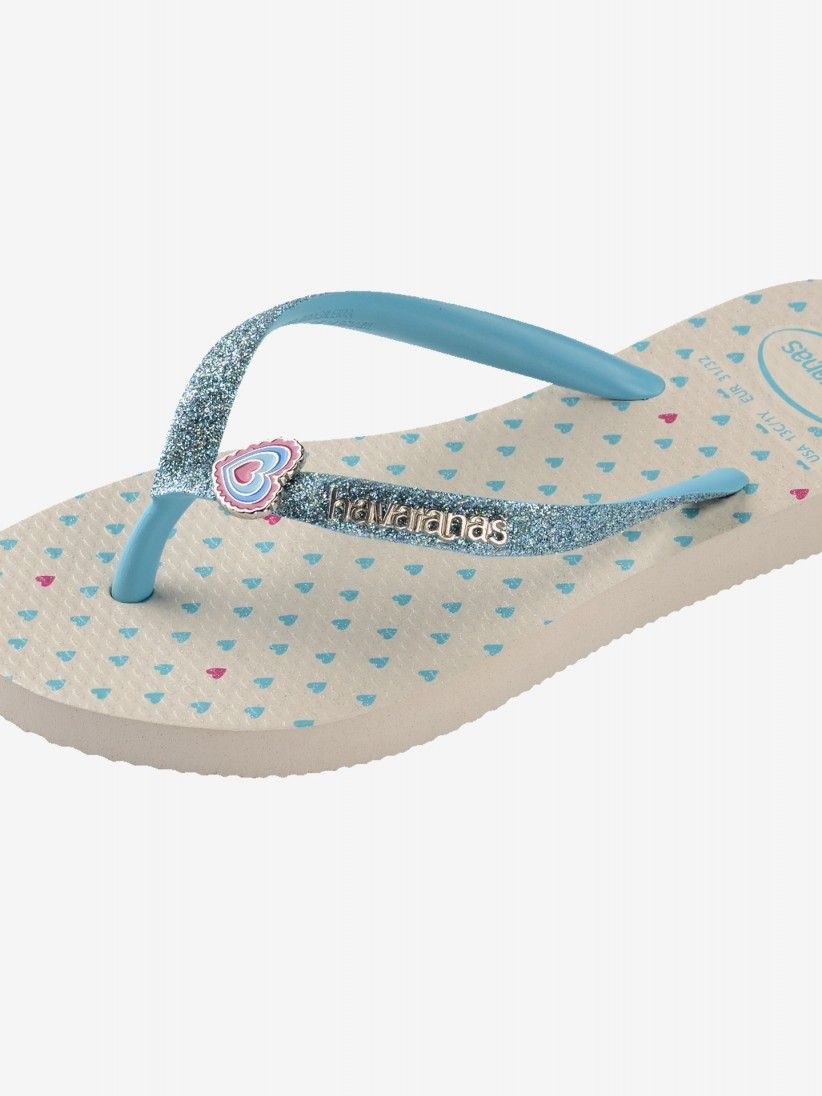 Havaianas Slim Glitter II Kids Blue and Beige Flip Flops Havaianas Slim Glitter II Kids Blue and Beige Flip Flops