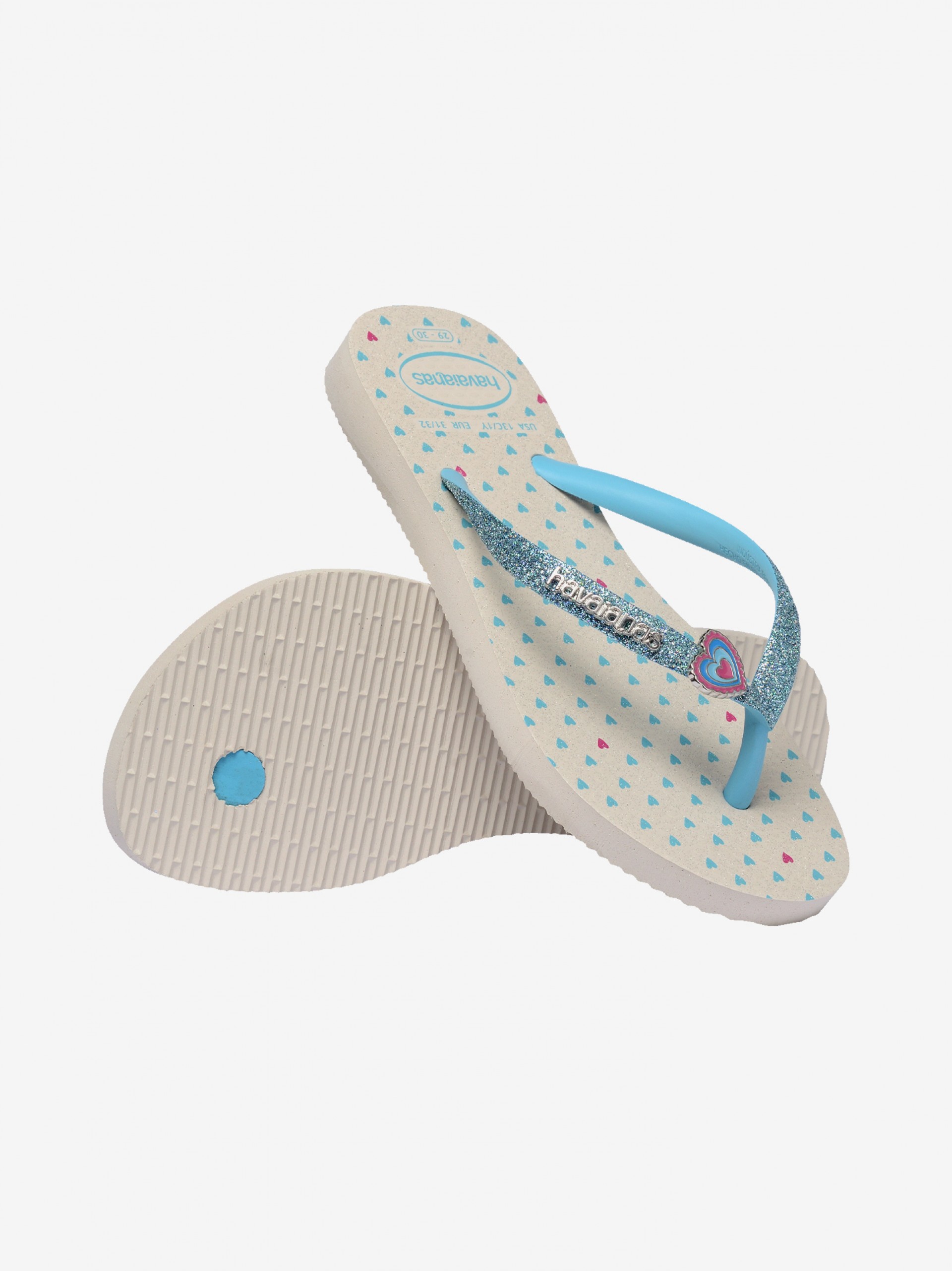 Chanclas Havaianas Slim Glitter II Kids azul y beige