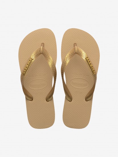Havaianas Logo Metallic Bronze Flip Flops