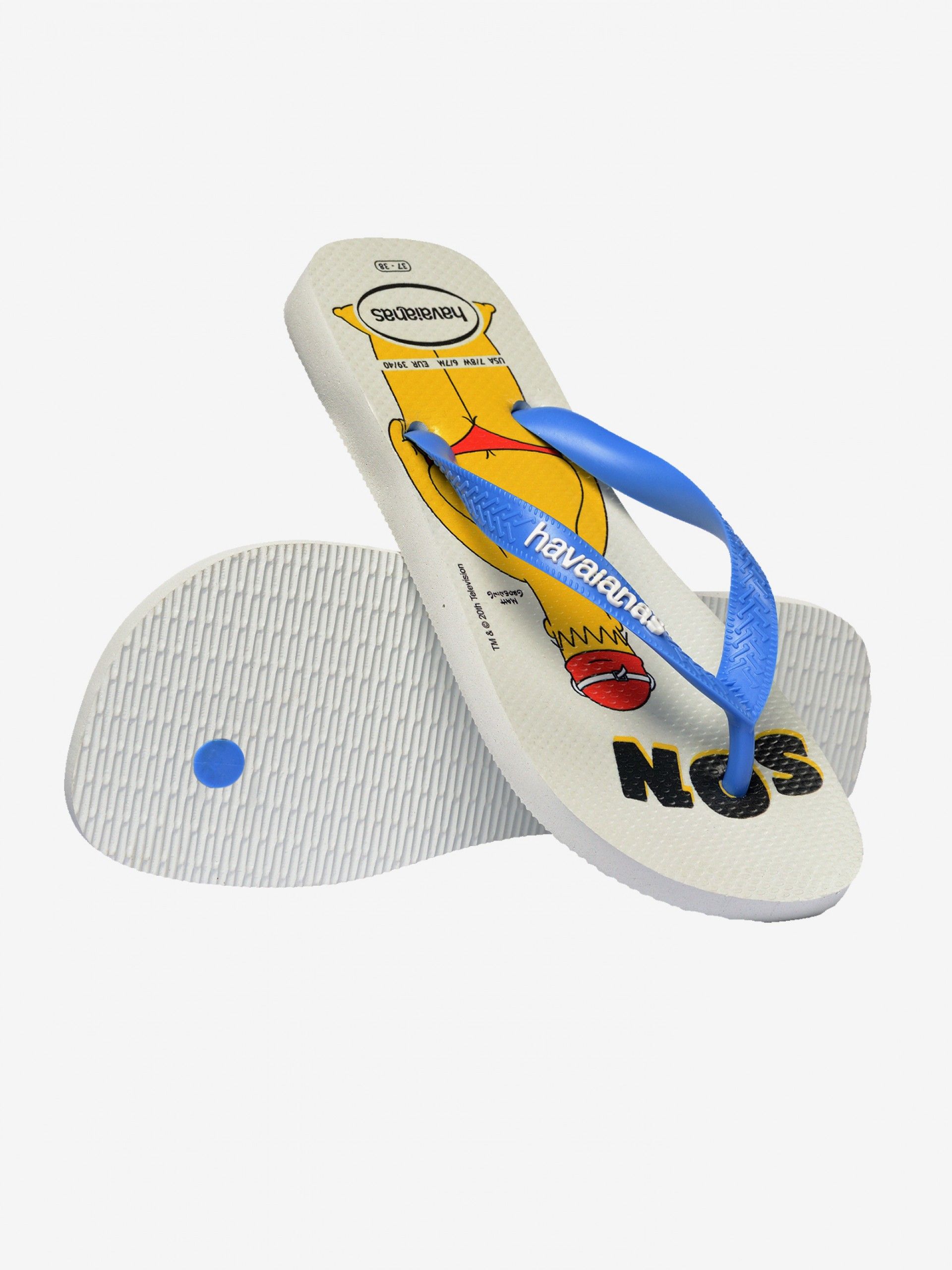 Havaianas Simpsons White and Blue Flip Flops