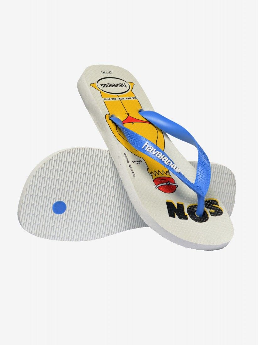 Chinelos Havaianas Simpsons Brancos e Azuis Chinelos Havaianas Simpsons Brancos e Azuis