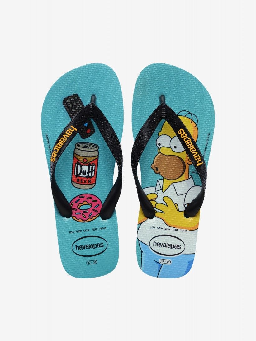 Chinelos Havaianas Simpsons Azuis e Pretos Chinelos Havaianas Simpsons Azuis e Pretos