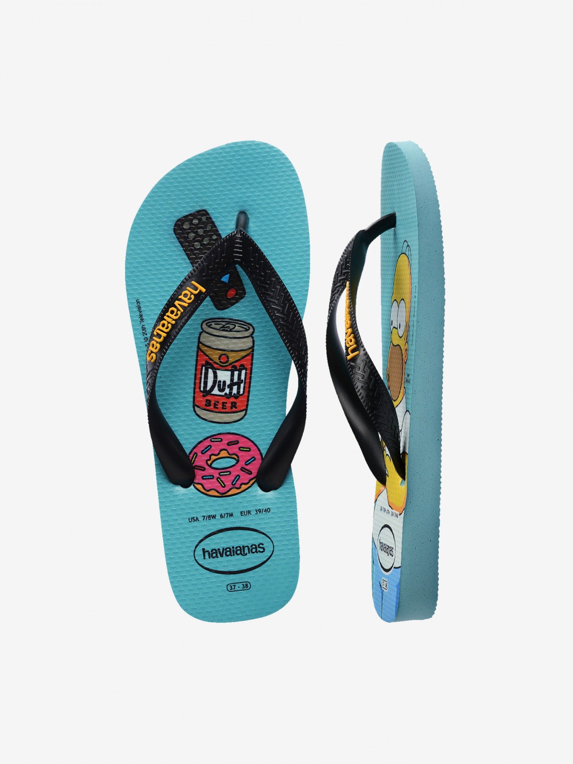 Chinelos Havaianas Simpsons Azuis e Pretos