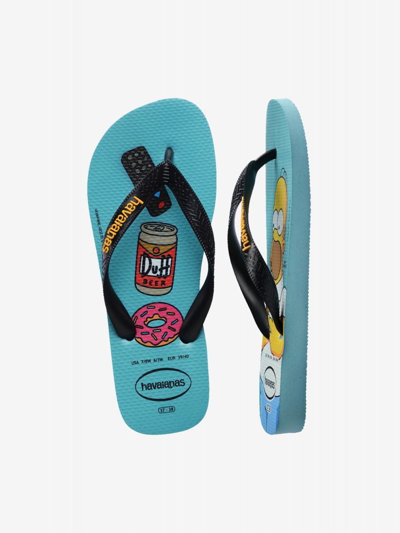 Chinelos Havaianas Simpsons Azuis e Pretos Chinelos Havaianas Simpsons Azuis e Pretos