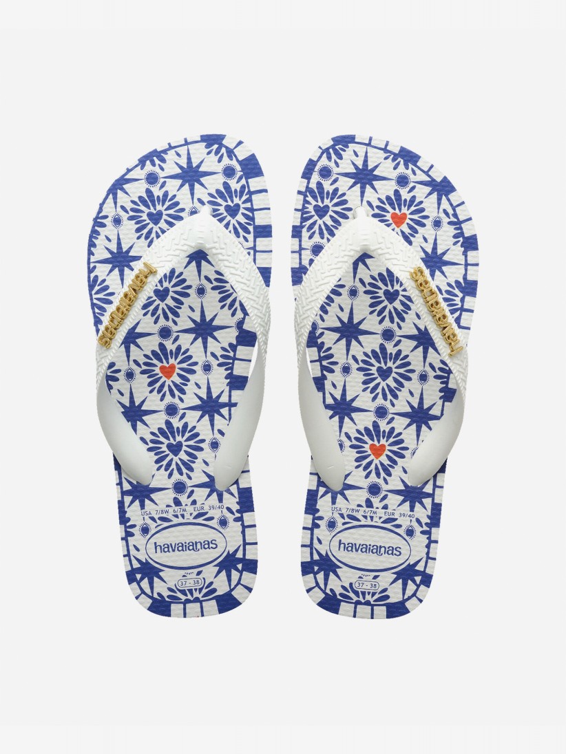 Havaianas Top Sao Luis White and Blue Flip Flops Havaianas Top Sao Luis White and Blue Flip Flops