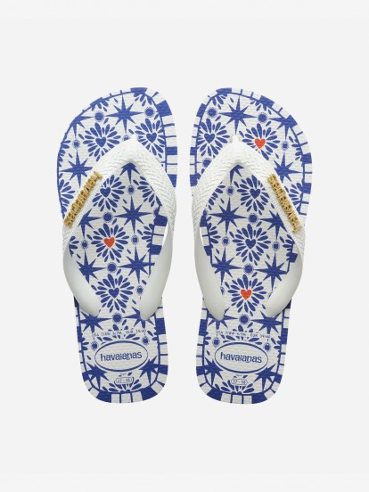 Havaianas Top Sao Luis White and Blue Flip Flops