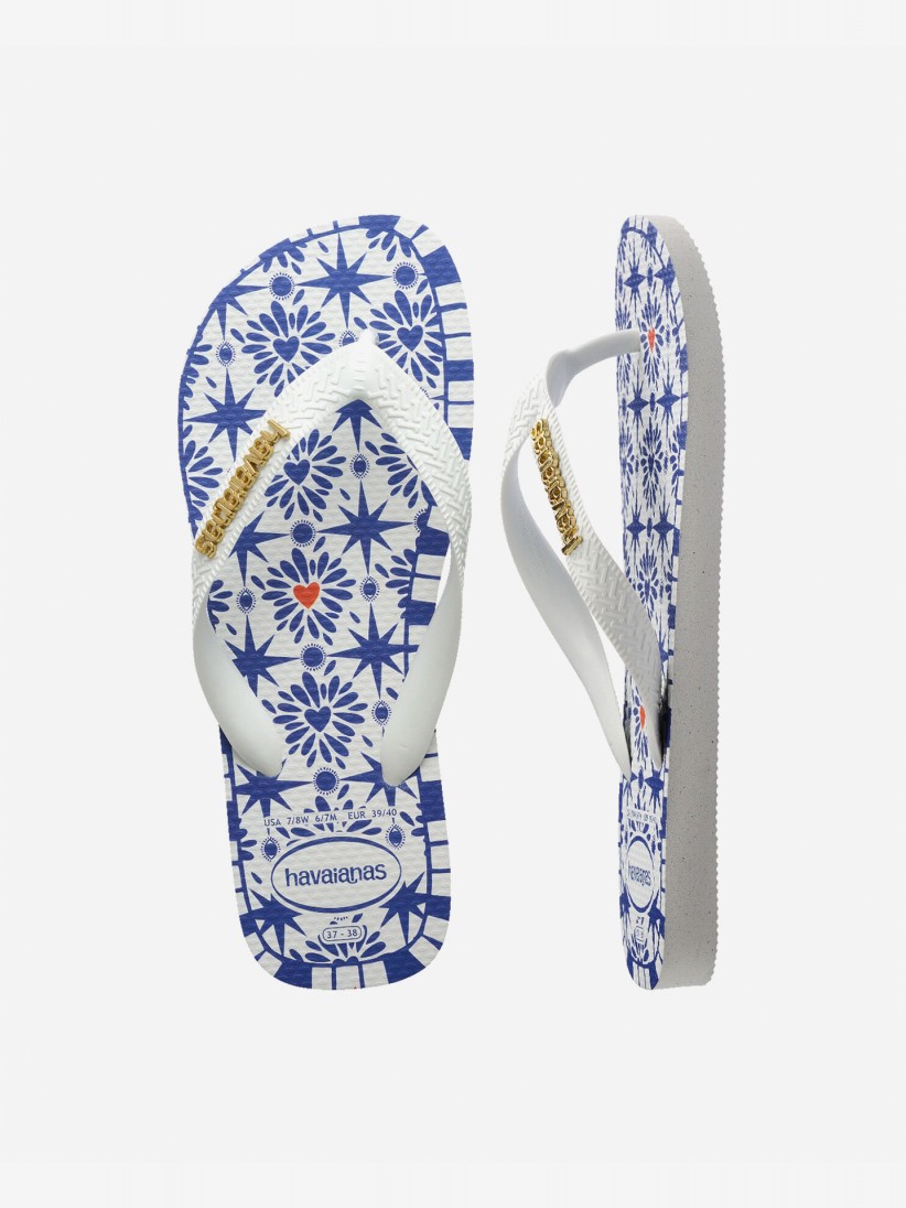 Havaianas Top Sao Luis White and Blue Flip Flops Havaianas Top Sao Luis White and Blue Flip Flops