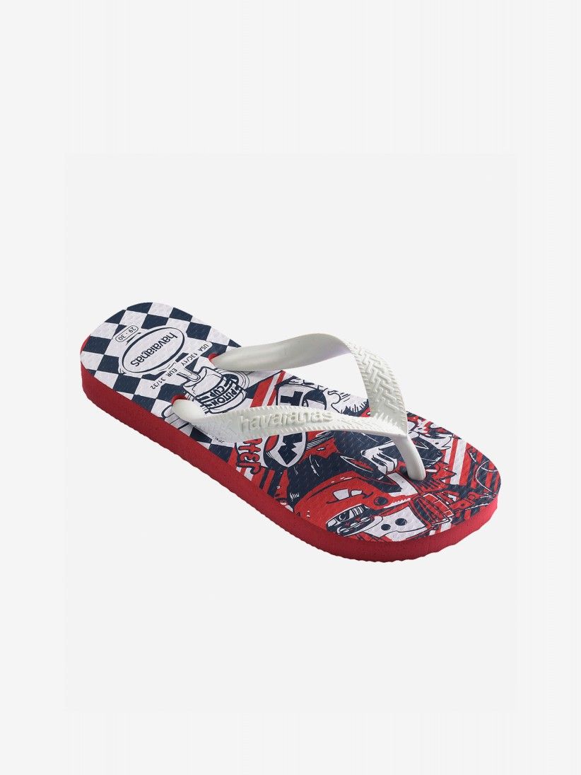 Chinelos Havaianas Disney Cars Kids Vermelhos e Brancos