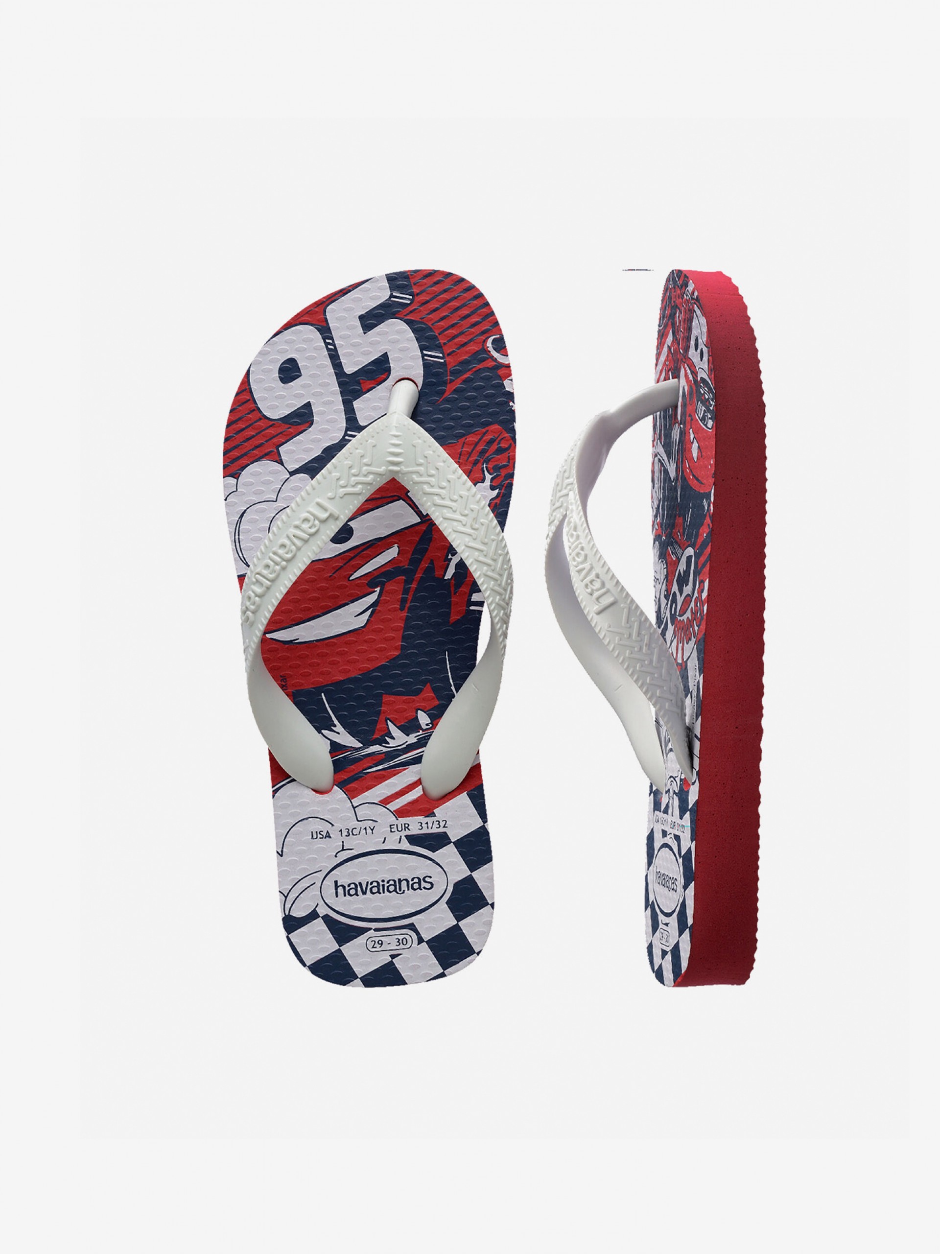 Havaianas Disney Cars Kids Red and White Flip Flops