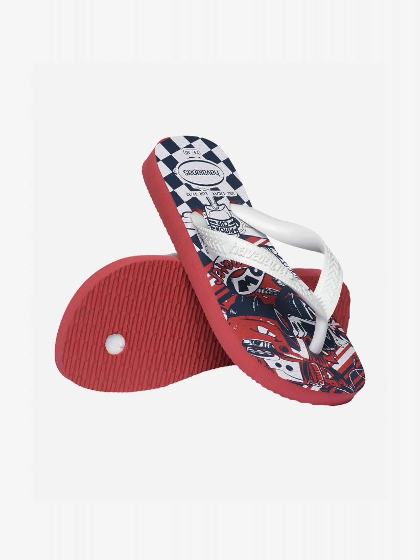 Chinelos Havaianas Disney Cars Kids Vermelhos e Brancos