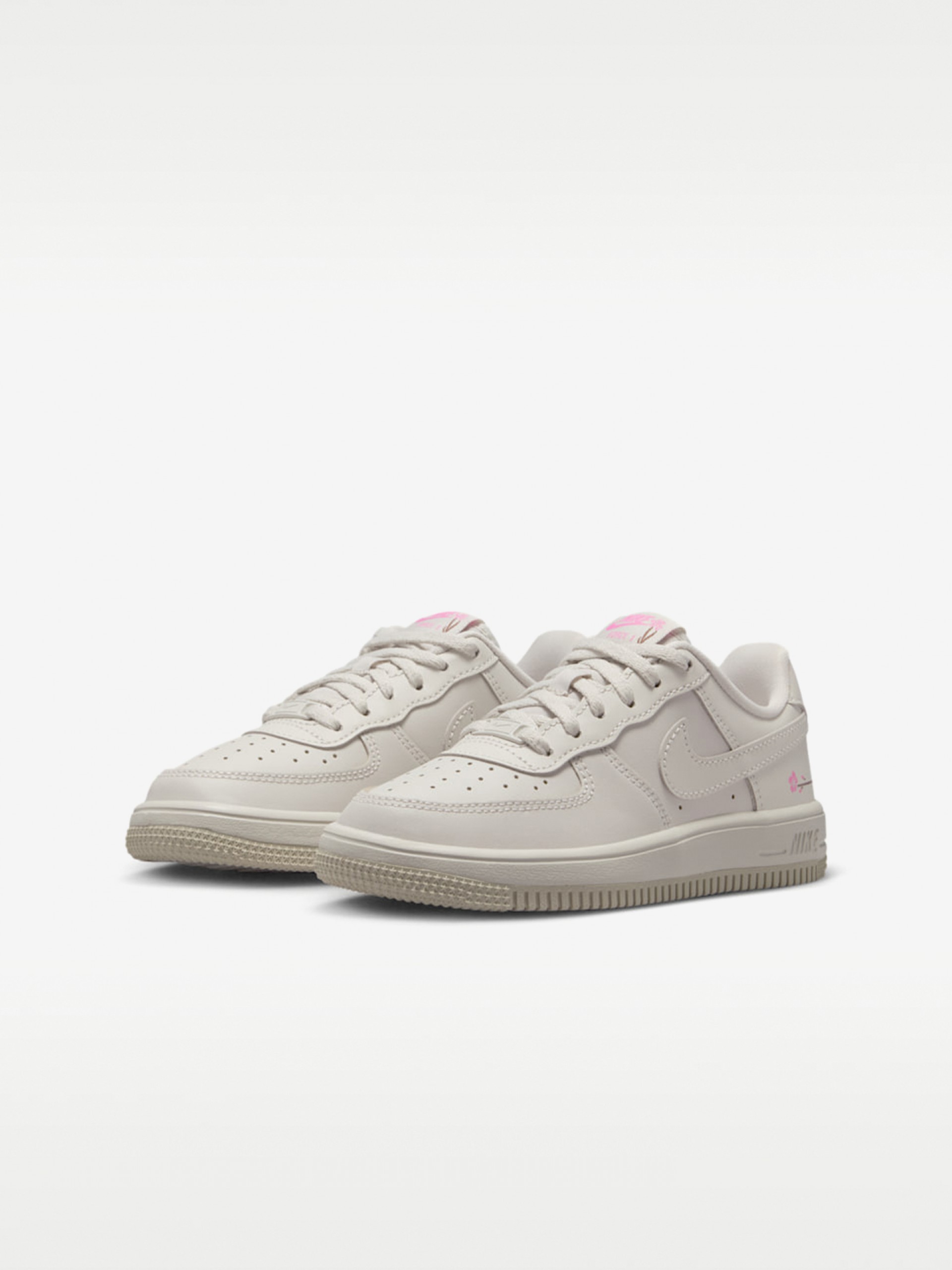 Sapatilhas Nike Force 1 Low Lace FL Cinzentas e Rosa Para Criança