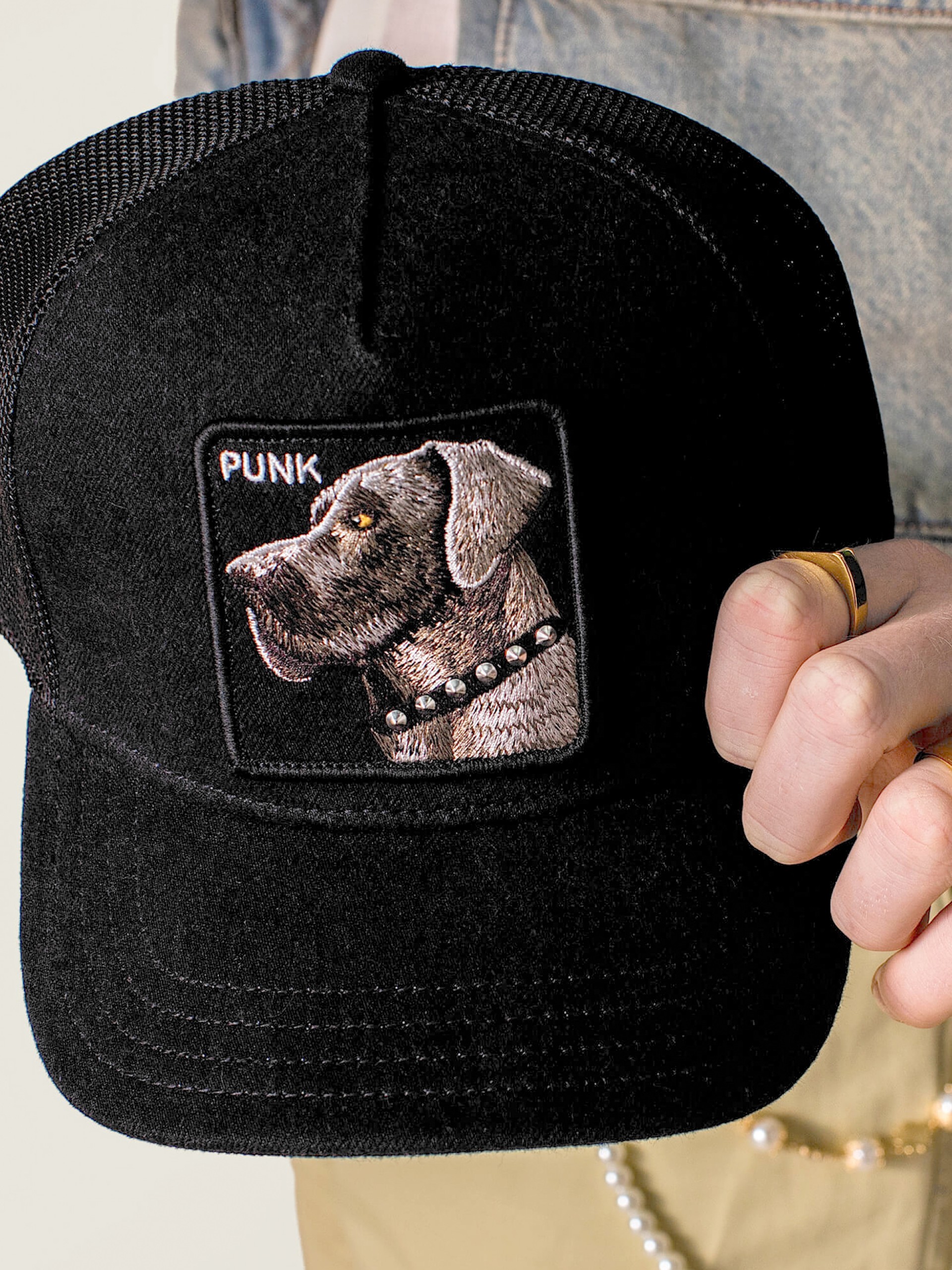 Goorin Bros Punk Dawg Trucker Black Denim Cap
