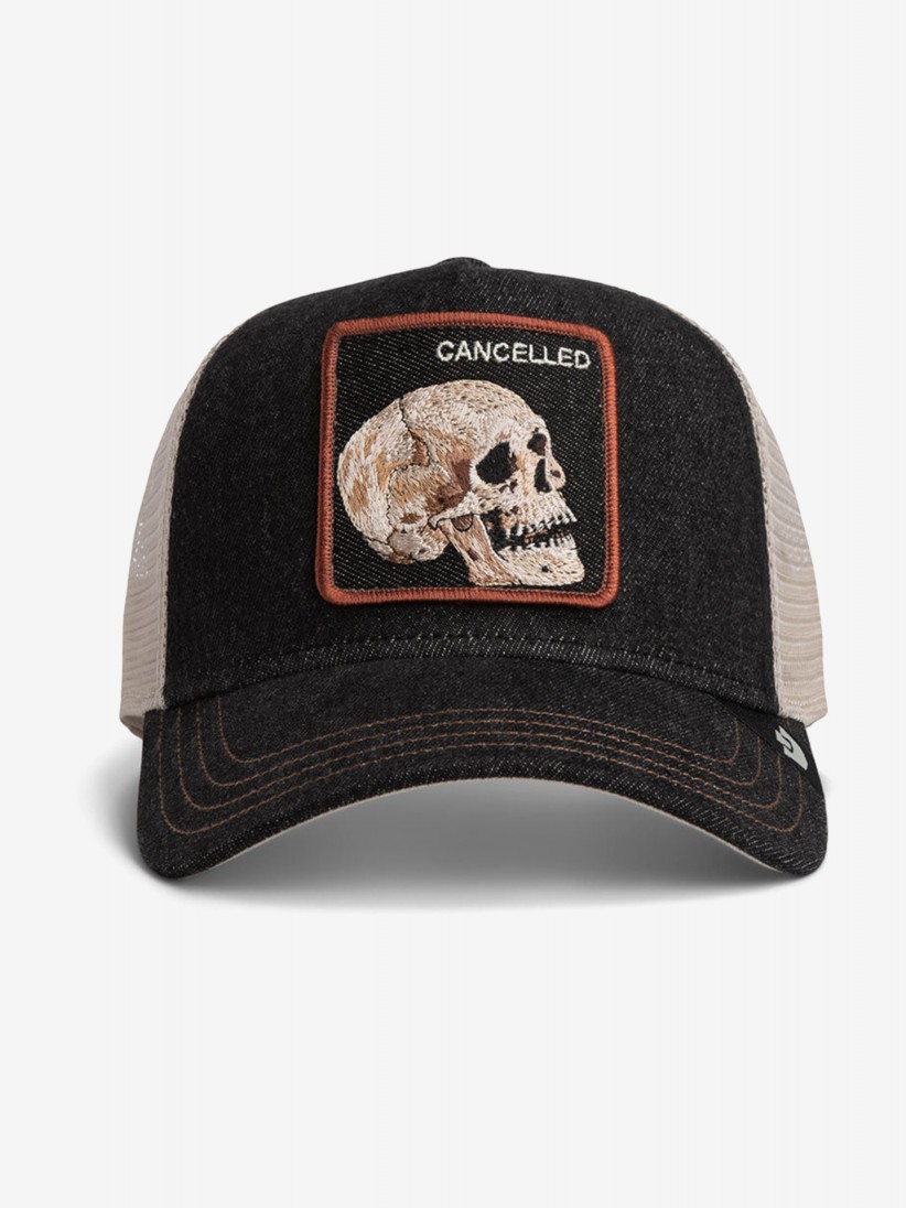 Gorra Vaquera Goorin Bros Skull Cancelled Trucker Negra y Beige