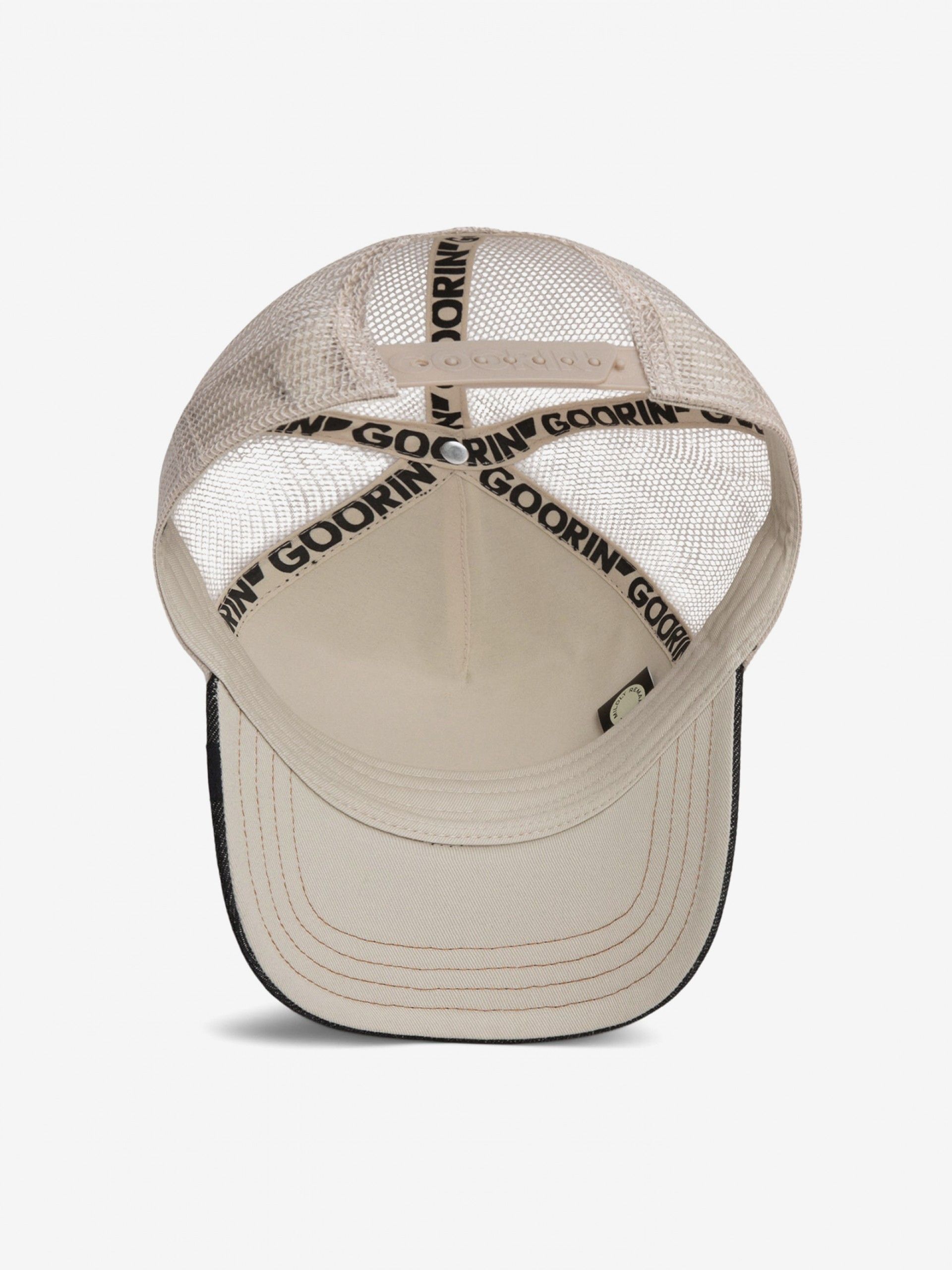 Goorin Bros Skull Cancelled Trucker Black and Beige Denim Cap