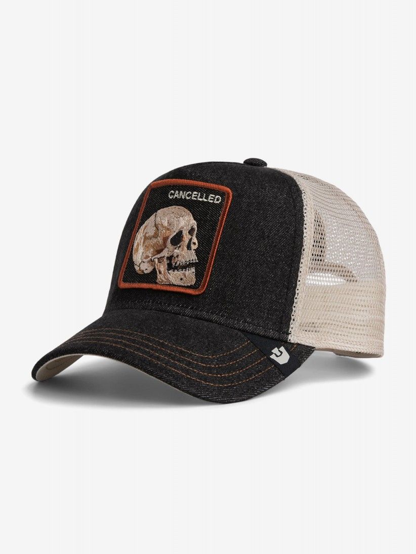 Gorra Vaquera Goorin Bros Skull Cancelled Trucker Negra y Beige