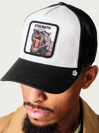 Gorra Goorin Bros Strenght Panther Trucker Blanca y Negra