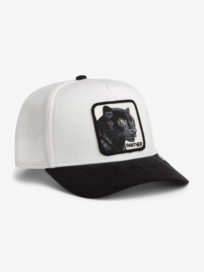 Gorra Goorin Bros Suede Black Panther Trucker Blanca y Negra