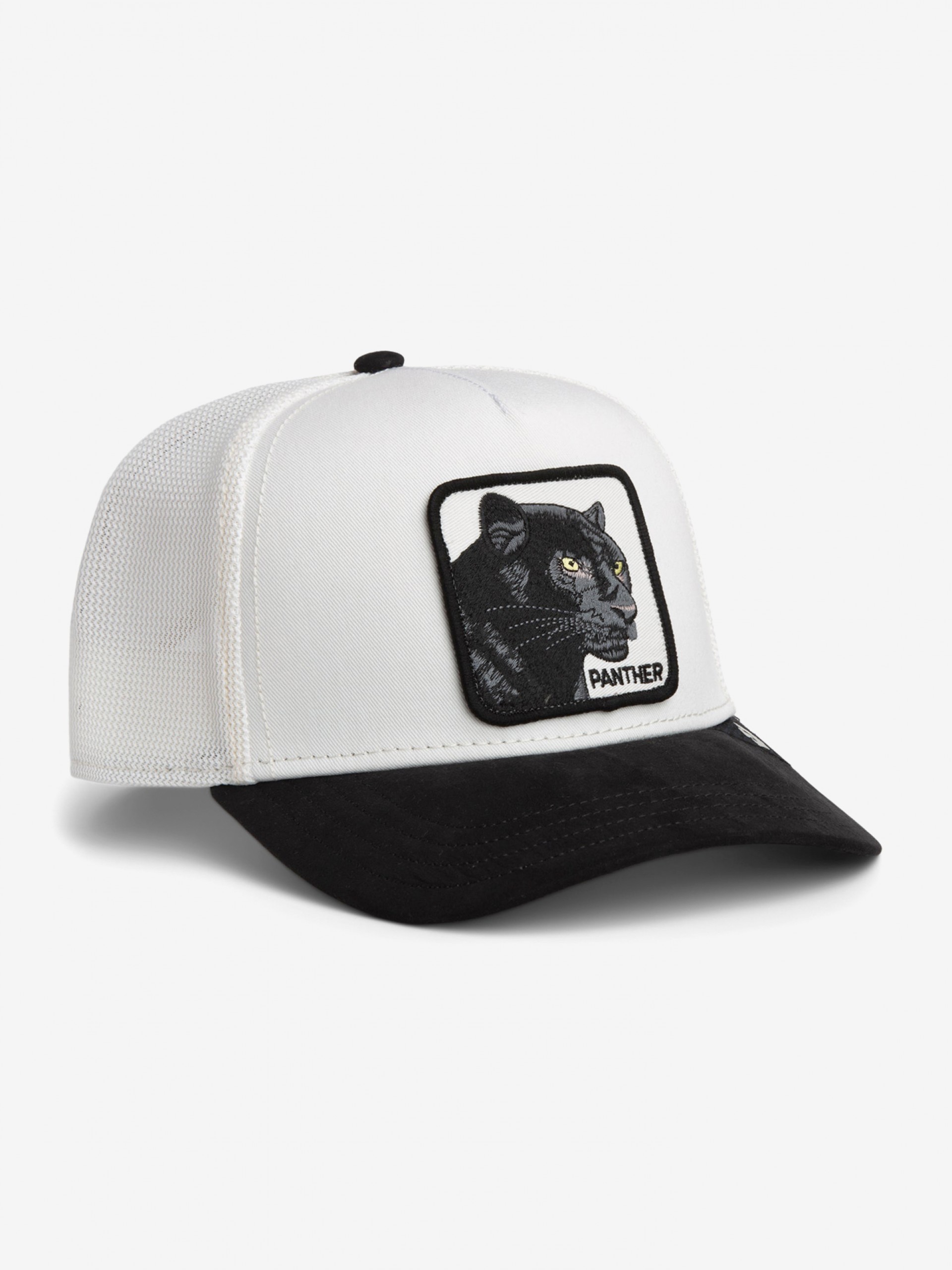 Goorin Bros Suede Black Panther Trucker White and Black Cap