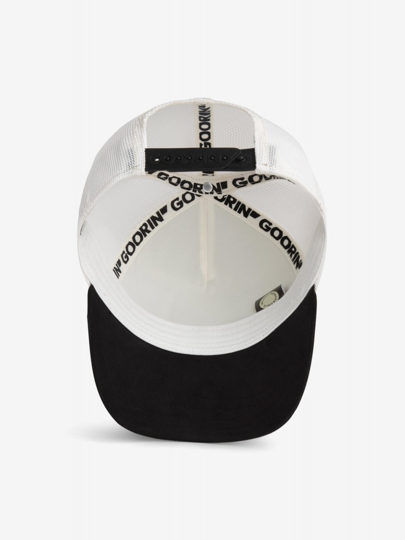 Gorra Goorin Bros Suede Black Panther Trucker Blanca y Negra