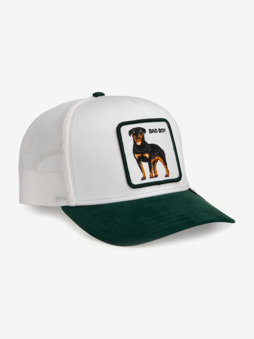 Gorra Goorin Bros Suede Bad Boy Trucker Blanca y Verde