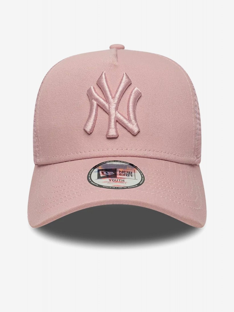 New Era New York Yankees League Essential A-Frame 9FORTY Trucker Kids Pink Cap