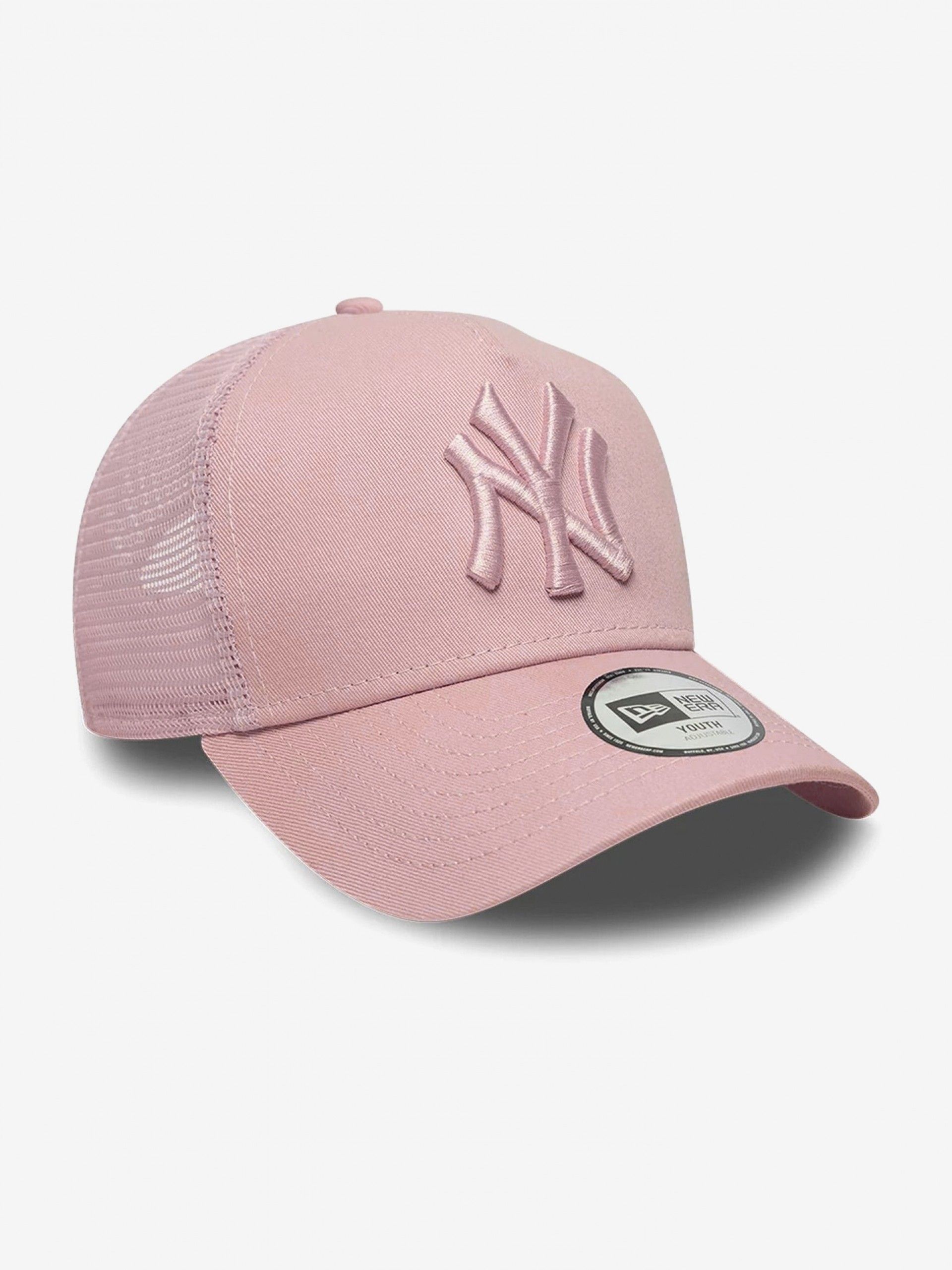 New Era New York Yankees League Essential A-Frame 9FORTY Trucker Kids Pink Cap