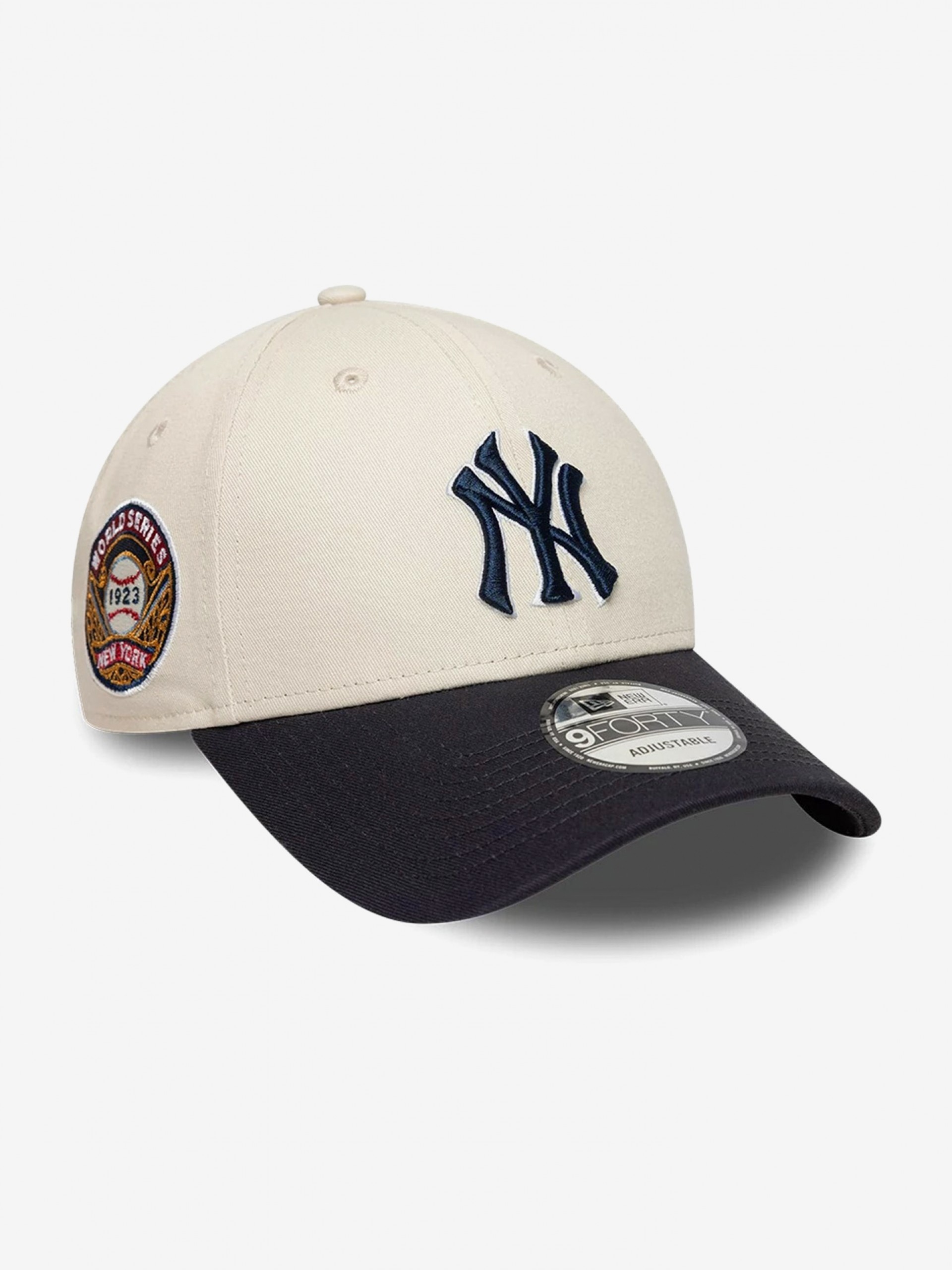 New Era New York Yankees World Series Patch 9FORTY Beige and Blue Cap